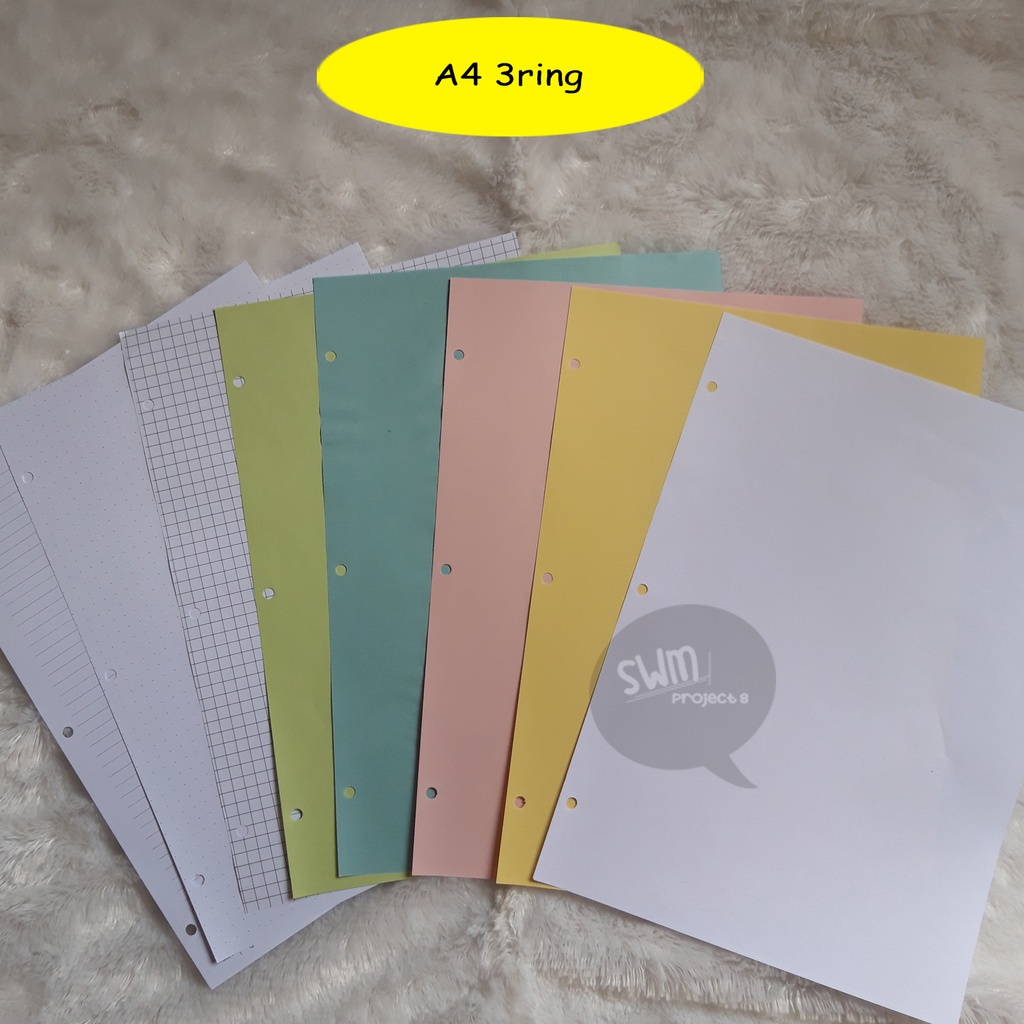

A4 3ring - isi binder refill loose leaf kertas file filler color warna polos bergaris kotak titik