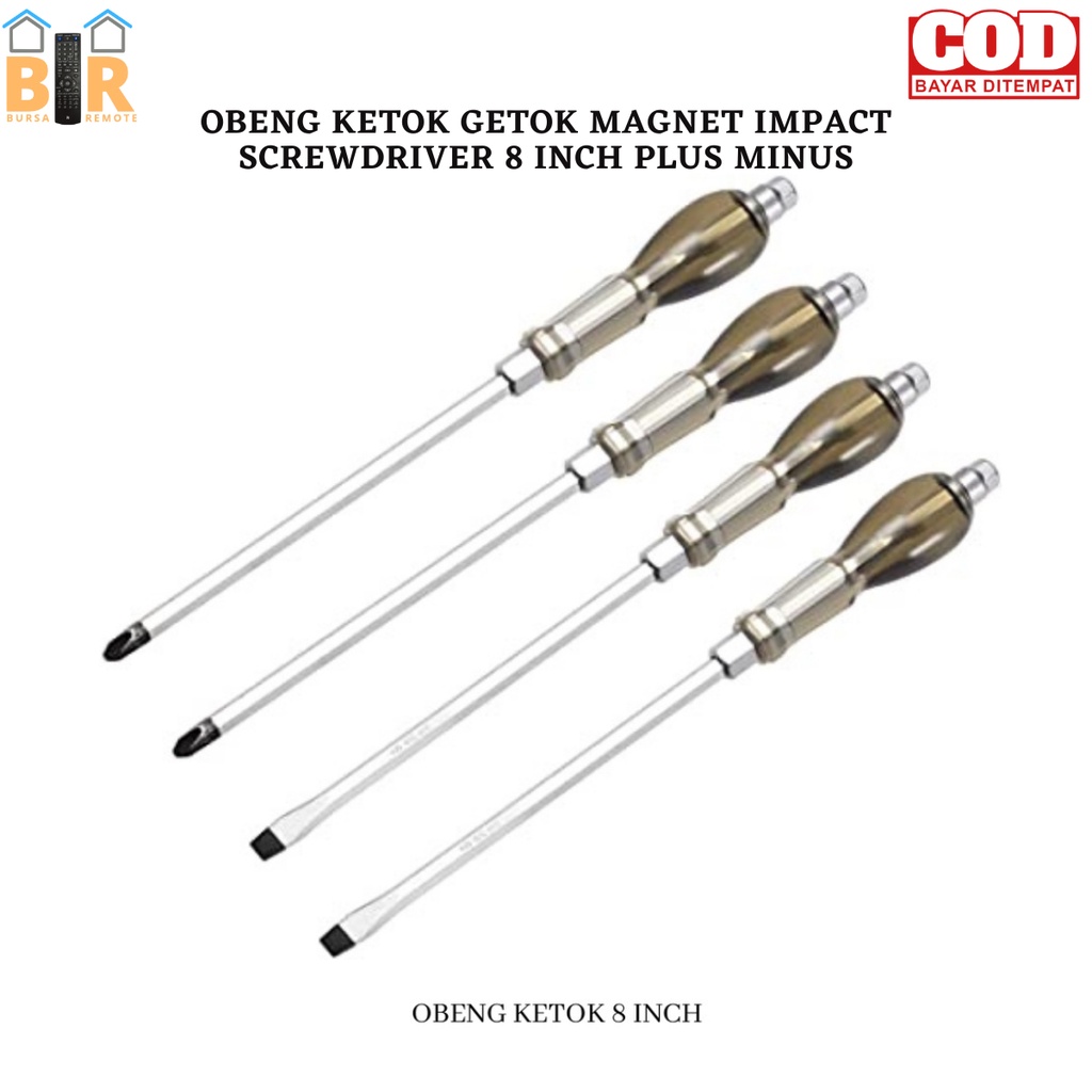 Obeng Ketok Getok Impact Magnet Screwdriver Ukuran 8 INCH Plus Minus