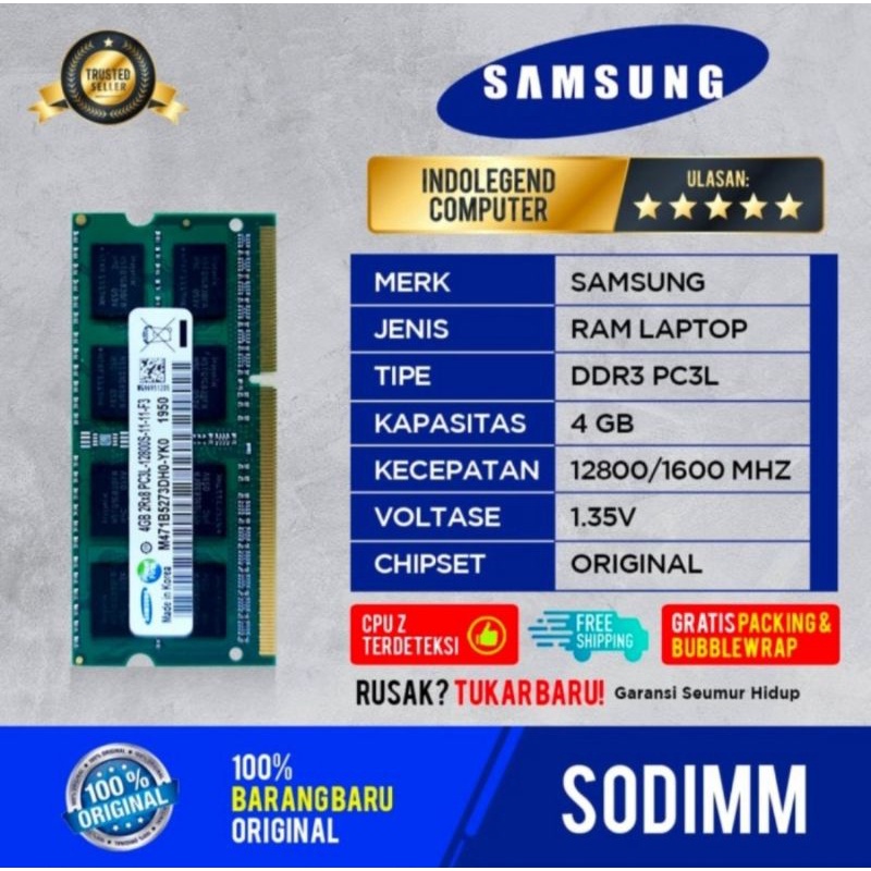 RAM SAMSUNG SODIM DDR3 4GB L PC12800