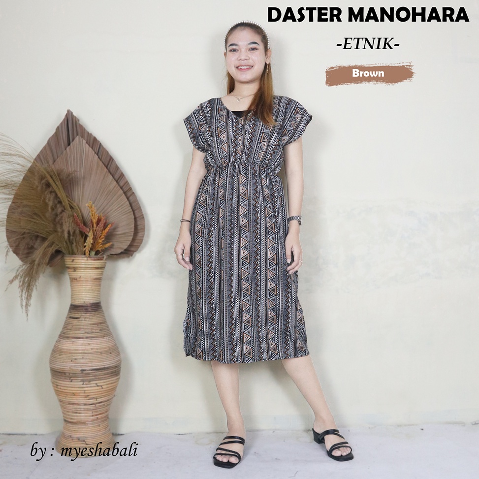 Daster Manohara Bali LD 105 cm / Dress Bali manohara motif Kekinian Murah dan Nyaman-ETNIK BROWN