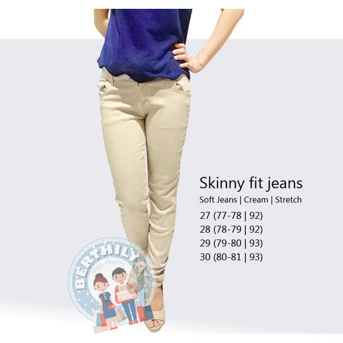 Termurah & Terlaris Celana Jeans/Softjeans wanita panjang - Skinny model - CREAM | PREMIUM - Beige