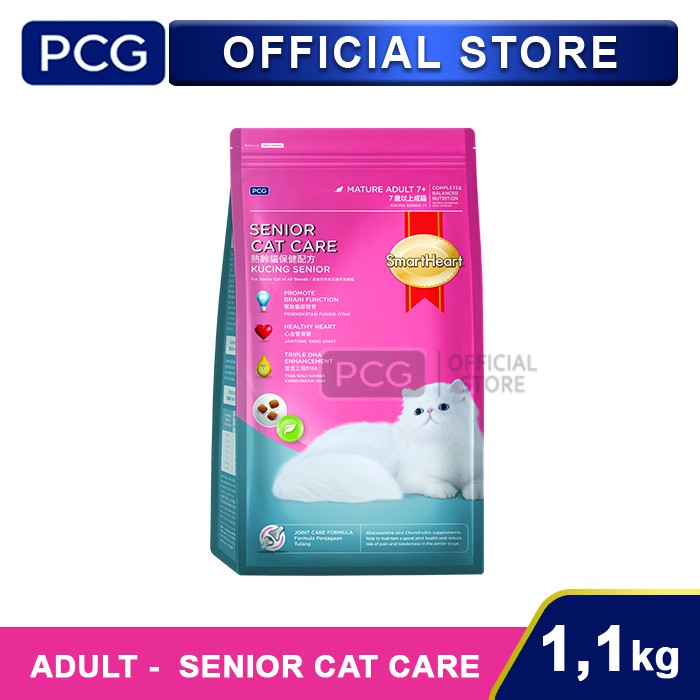 Jual SmartHeart Dry Cat Food Senior Cat Formula 1,1 kg Shopee Indonesia