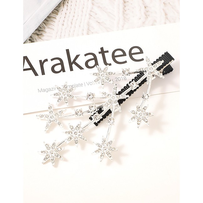 LRC Jepit Rambut Fashion Silver Five-pointed Star Diamond Alloy Hairpin P59227