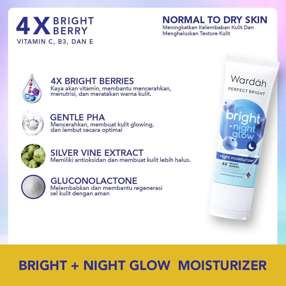 ❤ BELIA ❤ WARDAH Perfect Bright Series | Creamy Foam Moisturizer Tone Up Peel Off Powder Micellar BB | Bright Night Glow Moisturizer