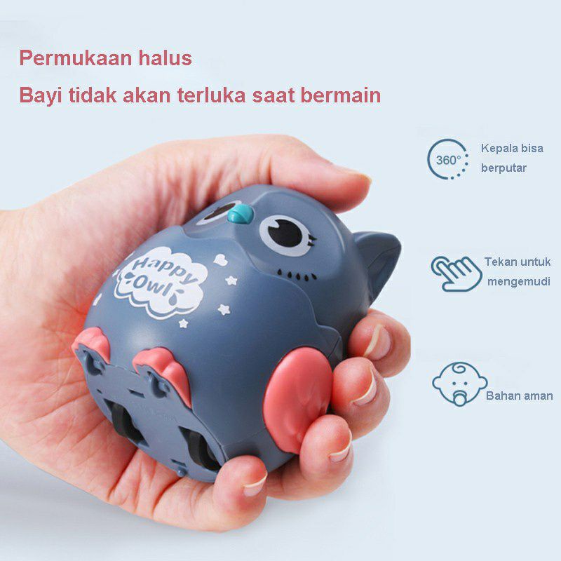 ~ PIYOSHI08 ~ Mainan Anak Bayi Edukasi Bentuk Owl Cute Burung Hantu Tanpa Baterai Press n Go MA04