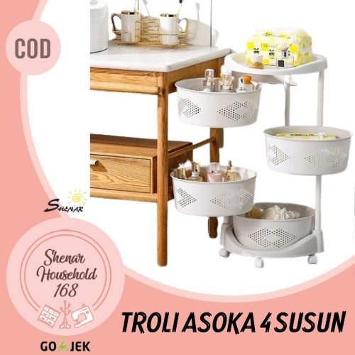 SHENAR, TROLI SAKURA 3 LAYER TROLI ASOKA 4 LAYER TROLI PEONY 5 LAYER DENGAN RODA TROLY SUSUN BULAT RAK DAPUR PLASTIK SUSUN TEMPAT PENYIMPAN MAKANAN SNACK BUAH SAYUR RUMAH TANGGA DAPUR KOTAK PENYIMPAN UNIK VIRAL TROLLEY (BISA COD)