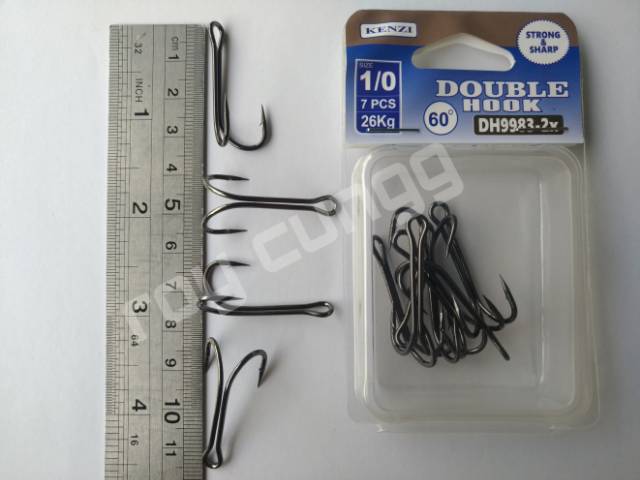 KENZI double hook DH 9983-2x sudut 60 derajat (double hook untuk softfrog / jumpfrog)-4
