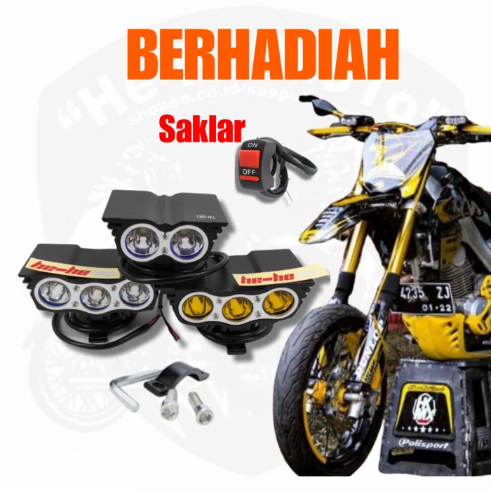 LAMPU LED SUPERMOTO KLX/CRF LAMPU OWL 3 MATA HEADLAMP LED OWL 3 MATA LAMPU SOROT MOTOR LAMPU SOROT M