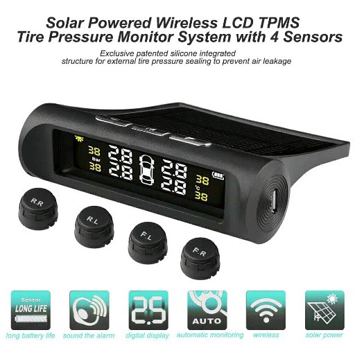 TPMS Air Pressure Monitor System Pengukur Tekanan &amp; Suhu Ban Mobil Real Time Waterproof Wireless