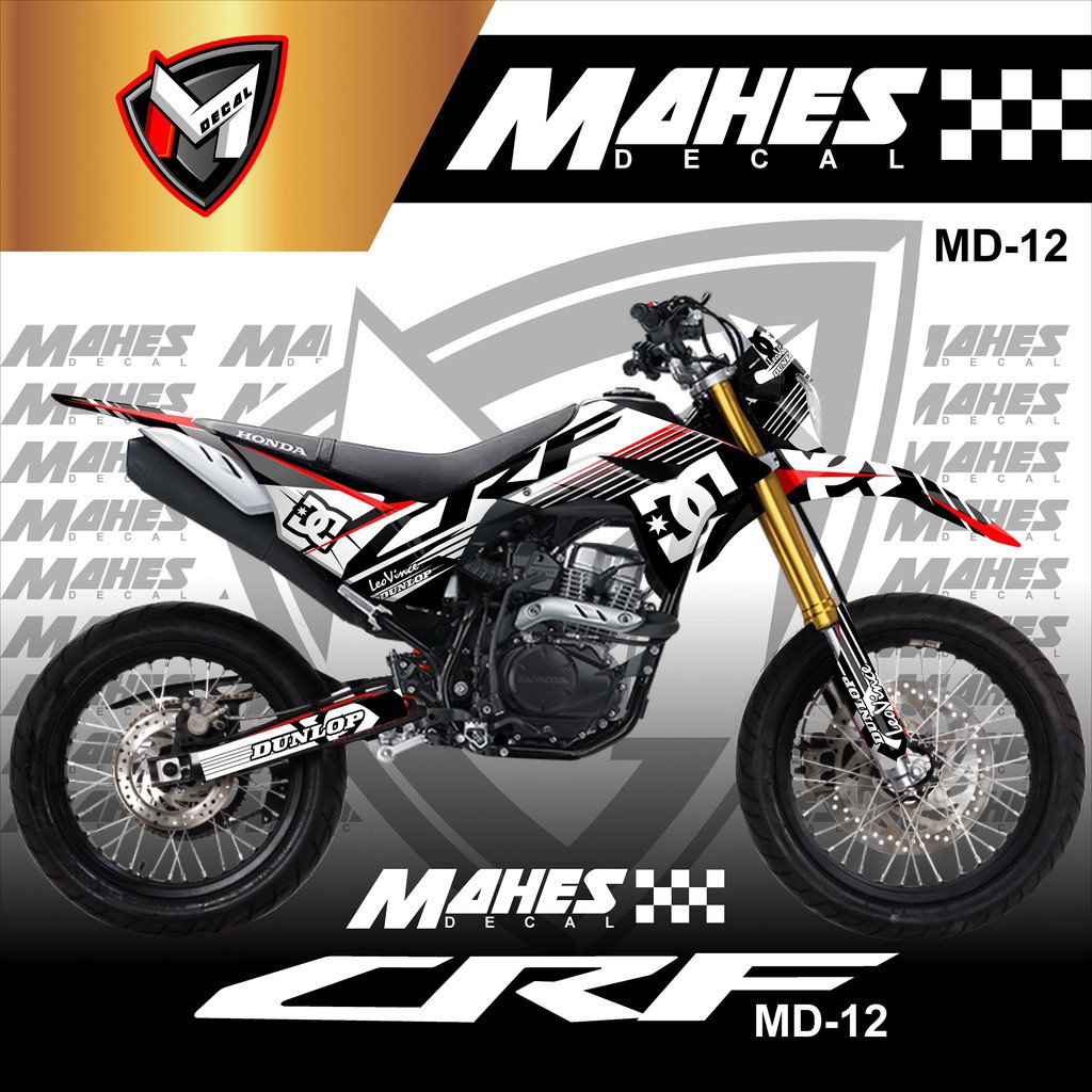DISKON Decal Sticker CRF 150L Fullbody Custom Desain Supermoto Dirt Bike Grey White