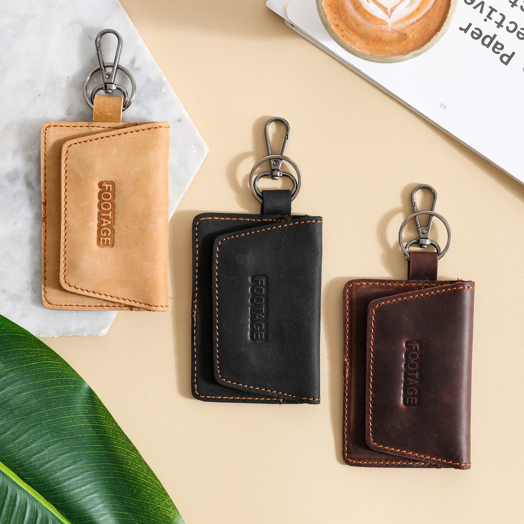 Dompet STNK Kulit E-TOLL SIM Mobil Motor Gantungan Kunci Leather Footage Keychain Vintage GK-03