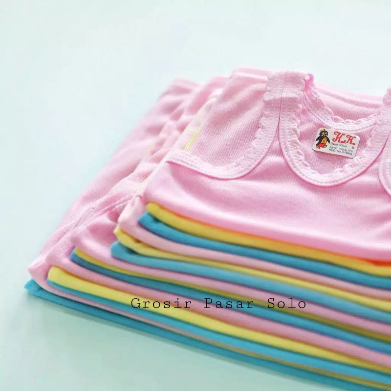 1 Lusin / 12 Pcs Kaos Dalam Bayi Singlet Bayi Warna