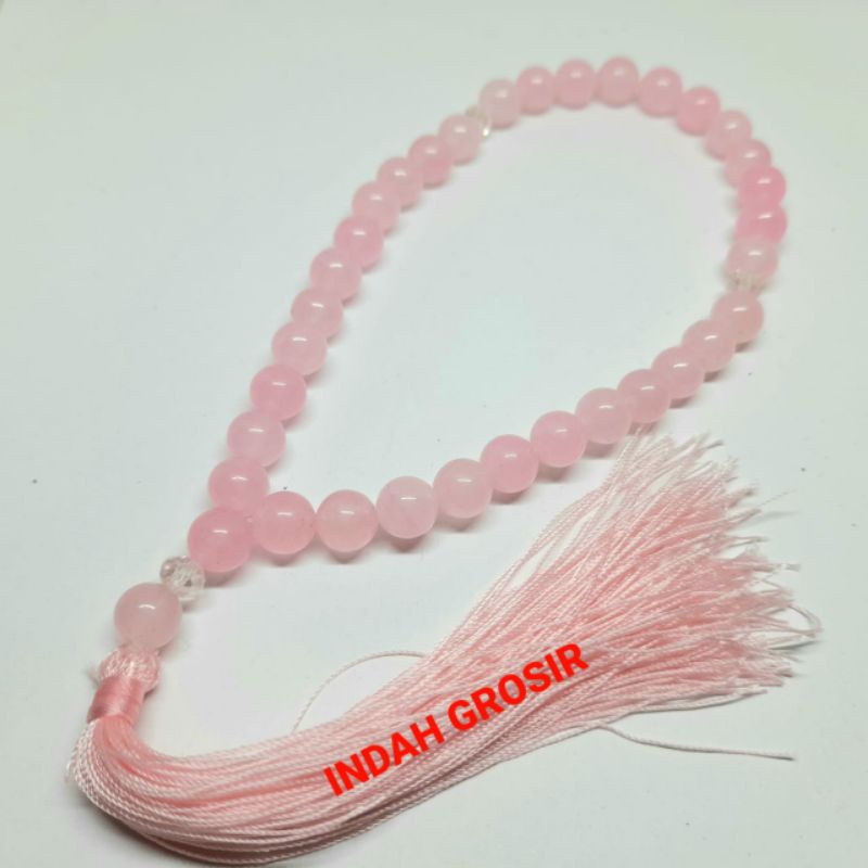 TASBIH BATU ROSE QUARTZ 8MM 99BUTIR ATAU 33BUTIR  ORIGINAL