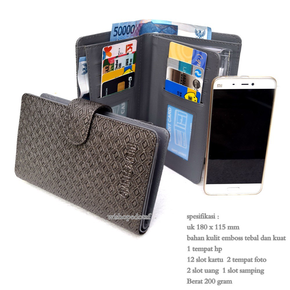  Dompet hp wanita  alexia kulit mozaik mini 2hp dark grey 