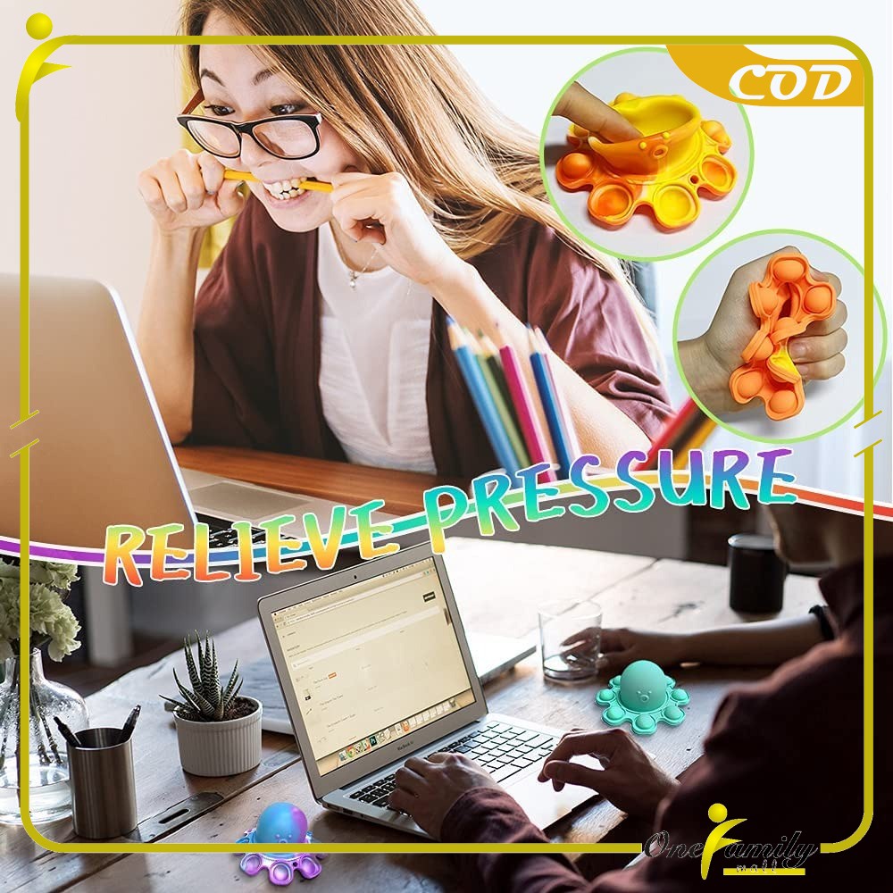 ONE-M131 Mainan Pop It Gurita Mini Fidget Toys Octopus Doll Gantungan Pop It Ubur Ubur Mainan Mandi