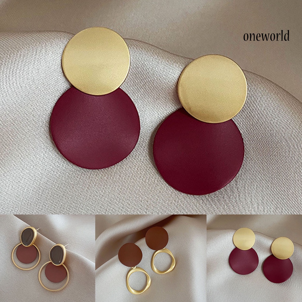 OW# 1 Pair Exquisite Women All-match Geometric Shape Ear Stud Earring Jewelry Accessory