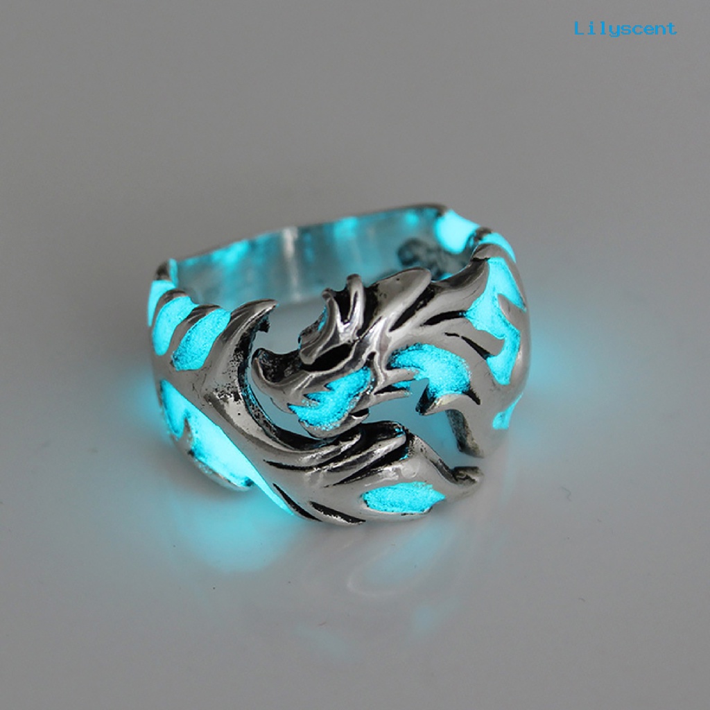 Ls Cincin Bentuk Naga Bahan Alloy Luminous Untuk Hadiah Ulang Tahun