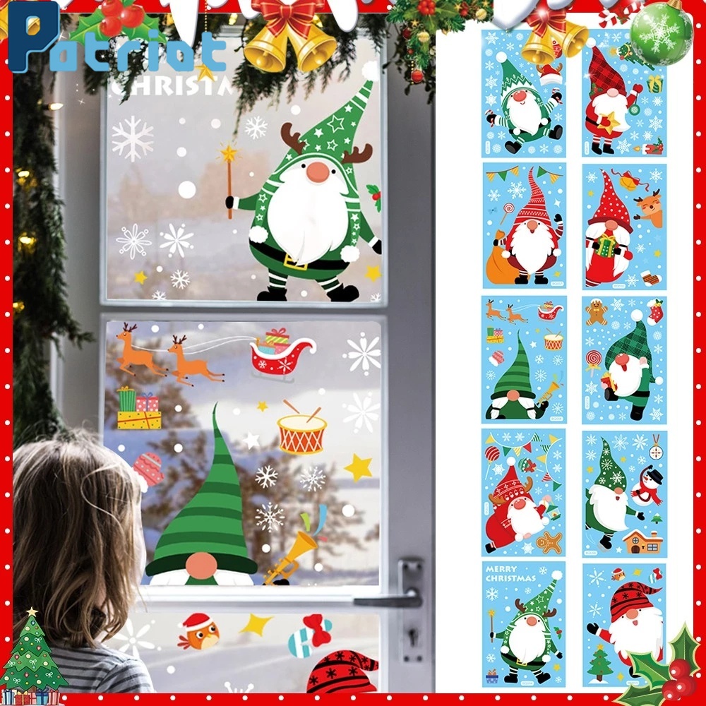 [ Santa Claus Elk Window Glass Static Window Sticker Decoration for Home Living Room  New Year Xmas ]