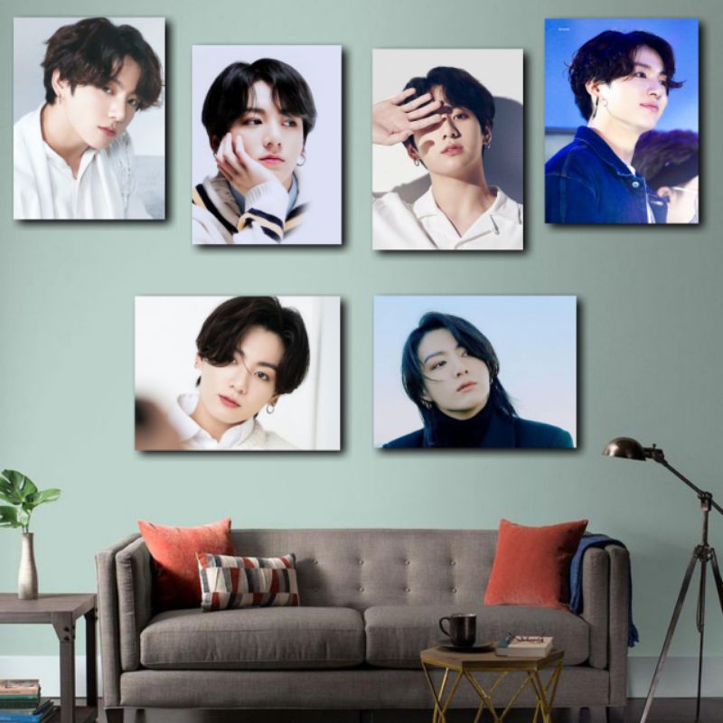 Poster Frame Kayu Jeon Jung-kook BTS Army Butter Hiasan Dinding Kamar Walldecor