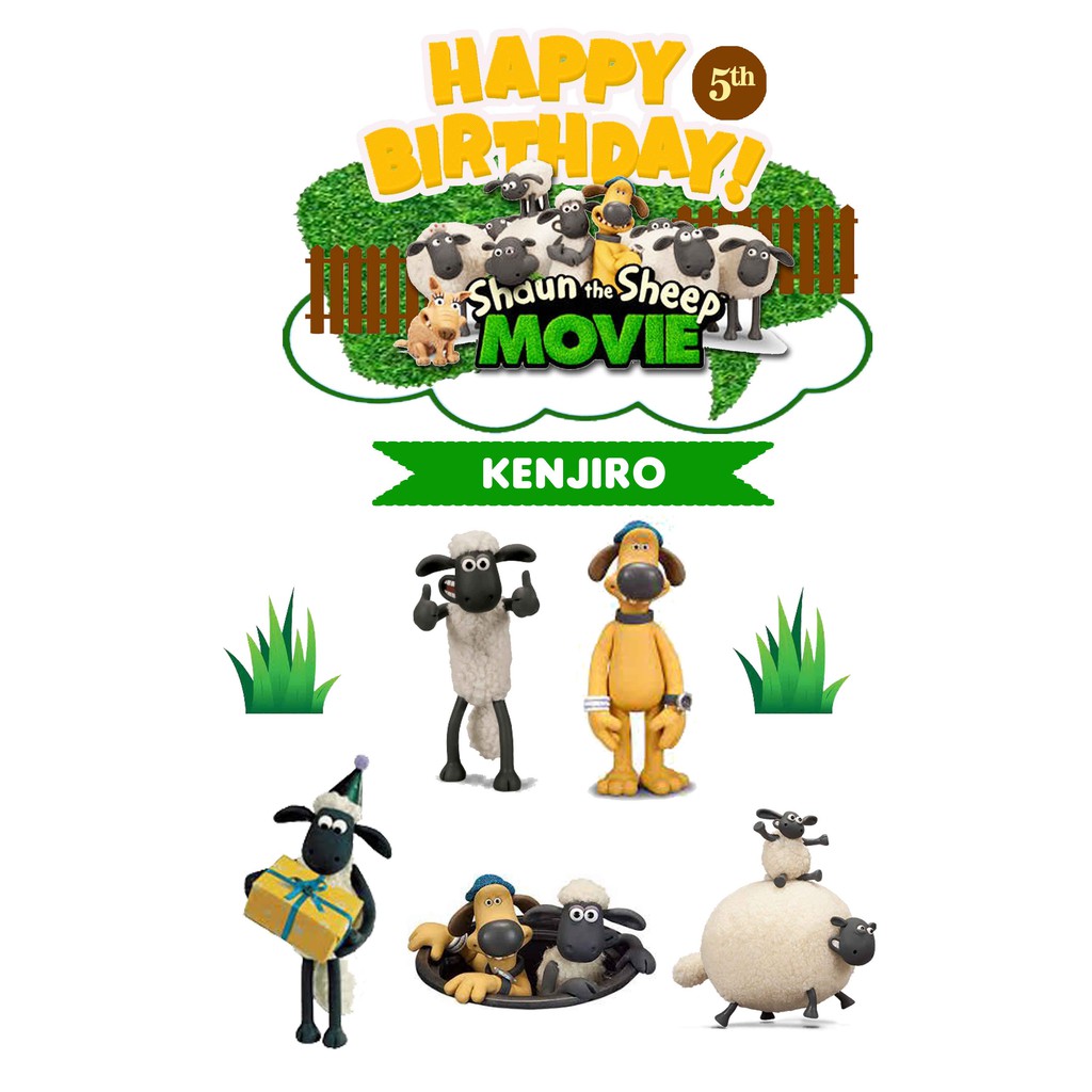 Cake Topper Shaun the Sheep / Hiasan kue Shaun The Sheep / Tusukan kue Shaun the Sheep / Topper kue 