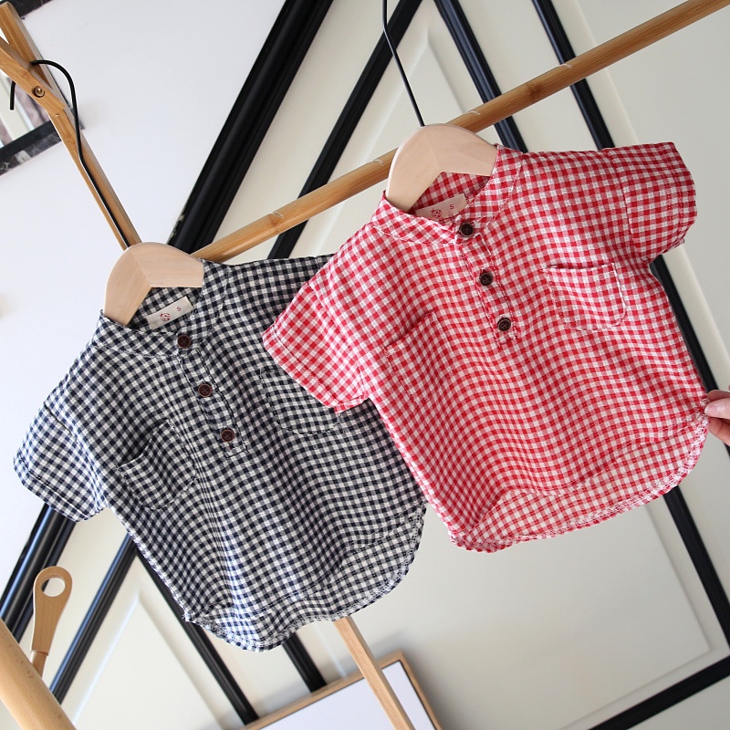 kemeja anak laki laki perempuan kotak kotak simple casual original katun 1-9 tahun realpict