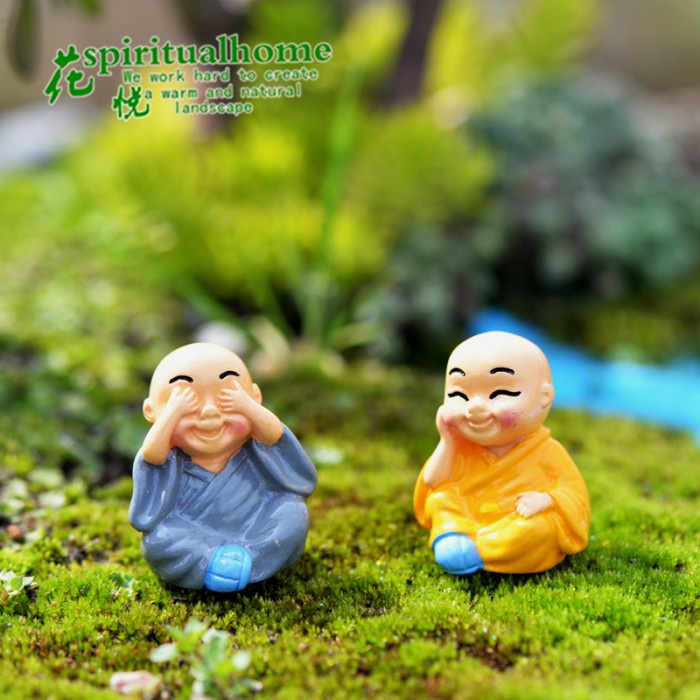 Pajangan Shaolin Duduk Mini Patung Hiasan Lucu Cake Topper Biksu Budha Harga Grosir Termurah