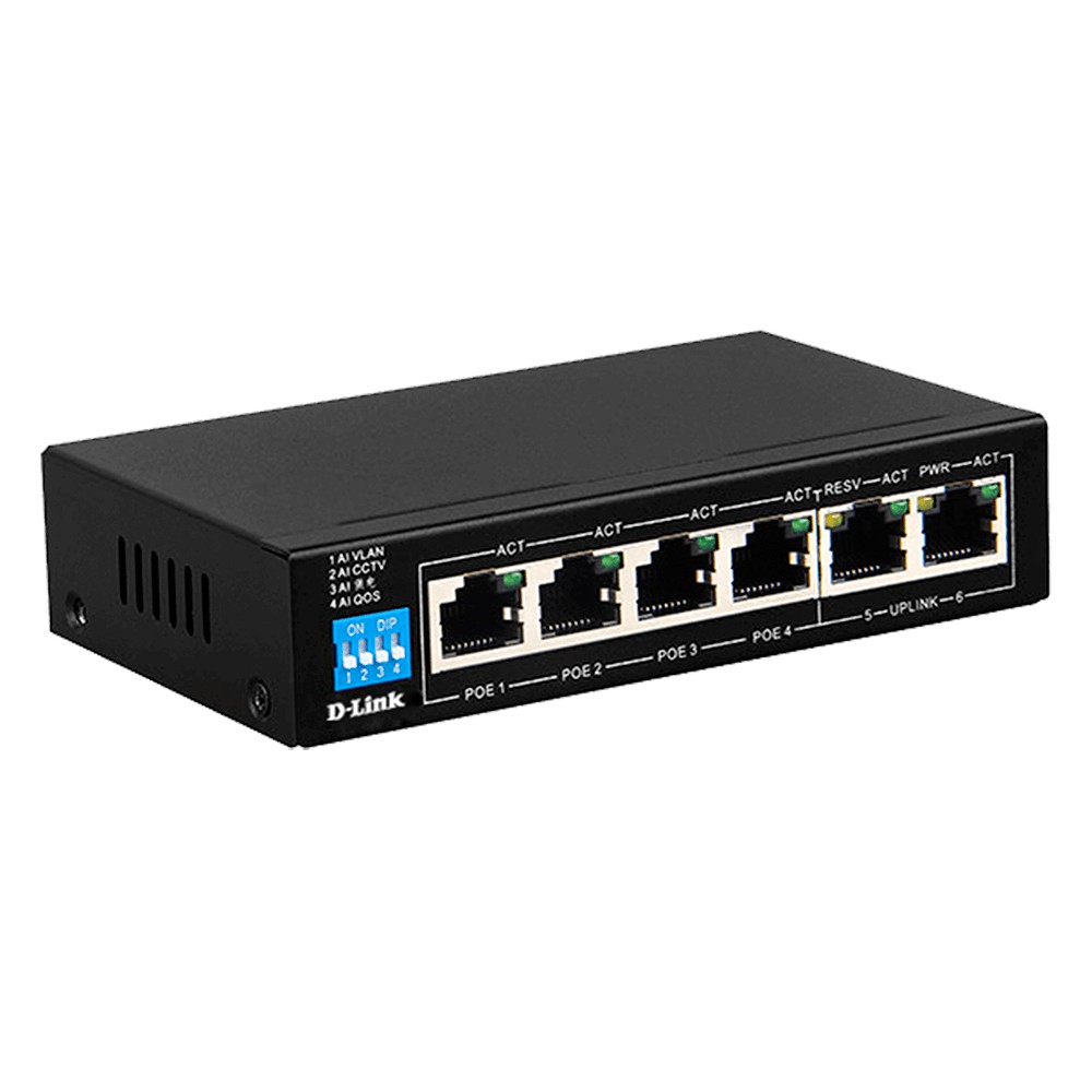 Switch D-Link DES F1006P-E 4Port PoE+2Port Uplink - DLink DES F1006P E 4 Port