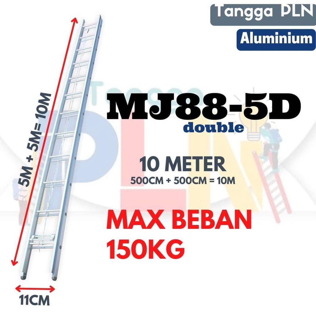 PLN Double 5 Meter | Tangga 10 Meter MJ88 | Sliding Sorong