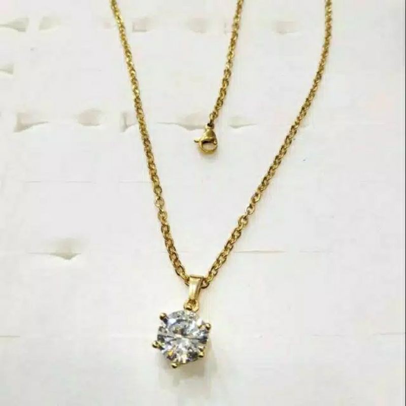 Kalung titanium anti karat uk 45cm korea