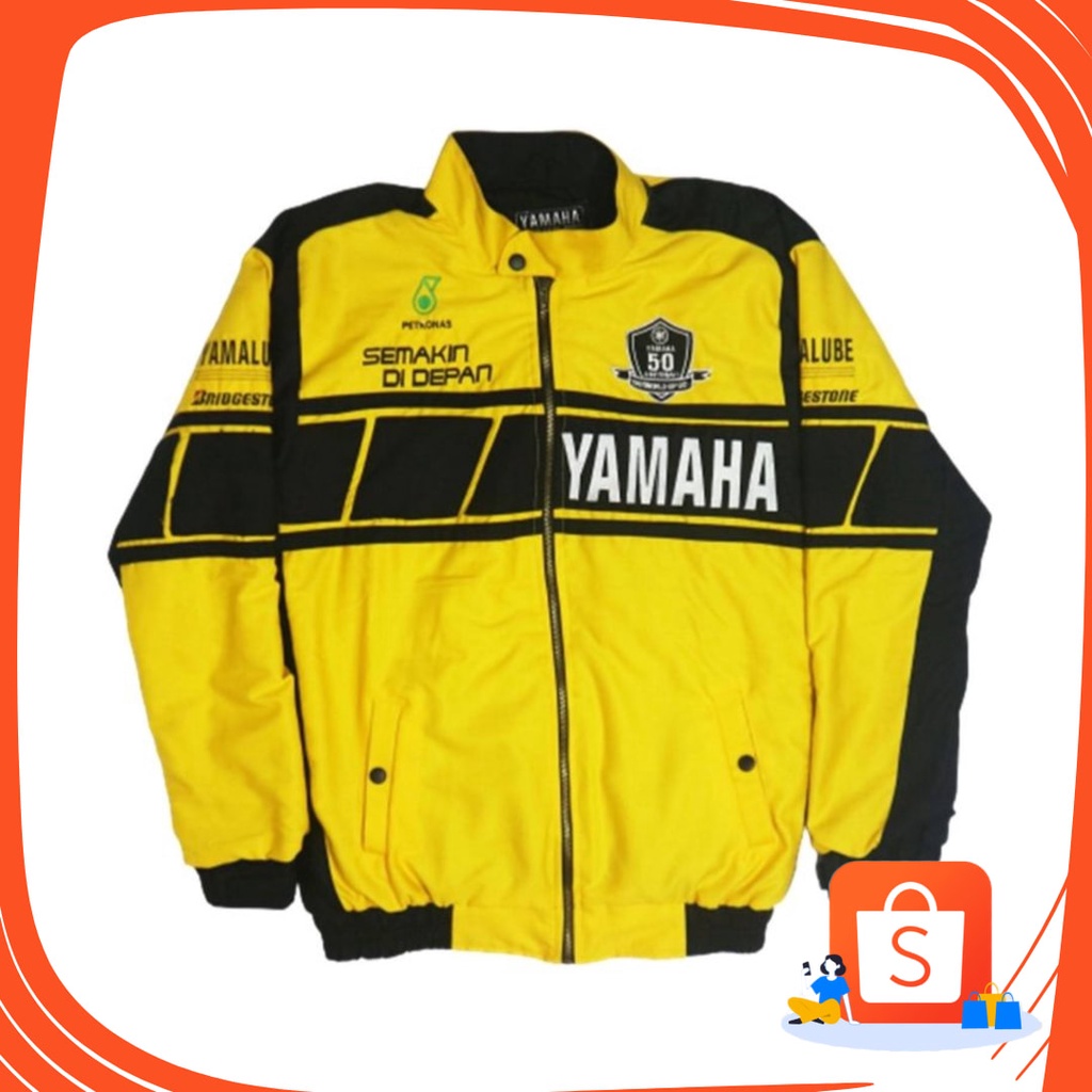 Jaket hoodie sweater Terbaru 2022 /  jaket Yamaha 50th anniversary motogp warna putih kuning touring