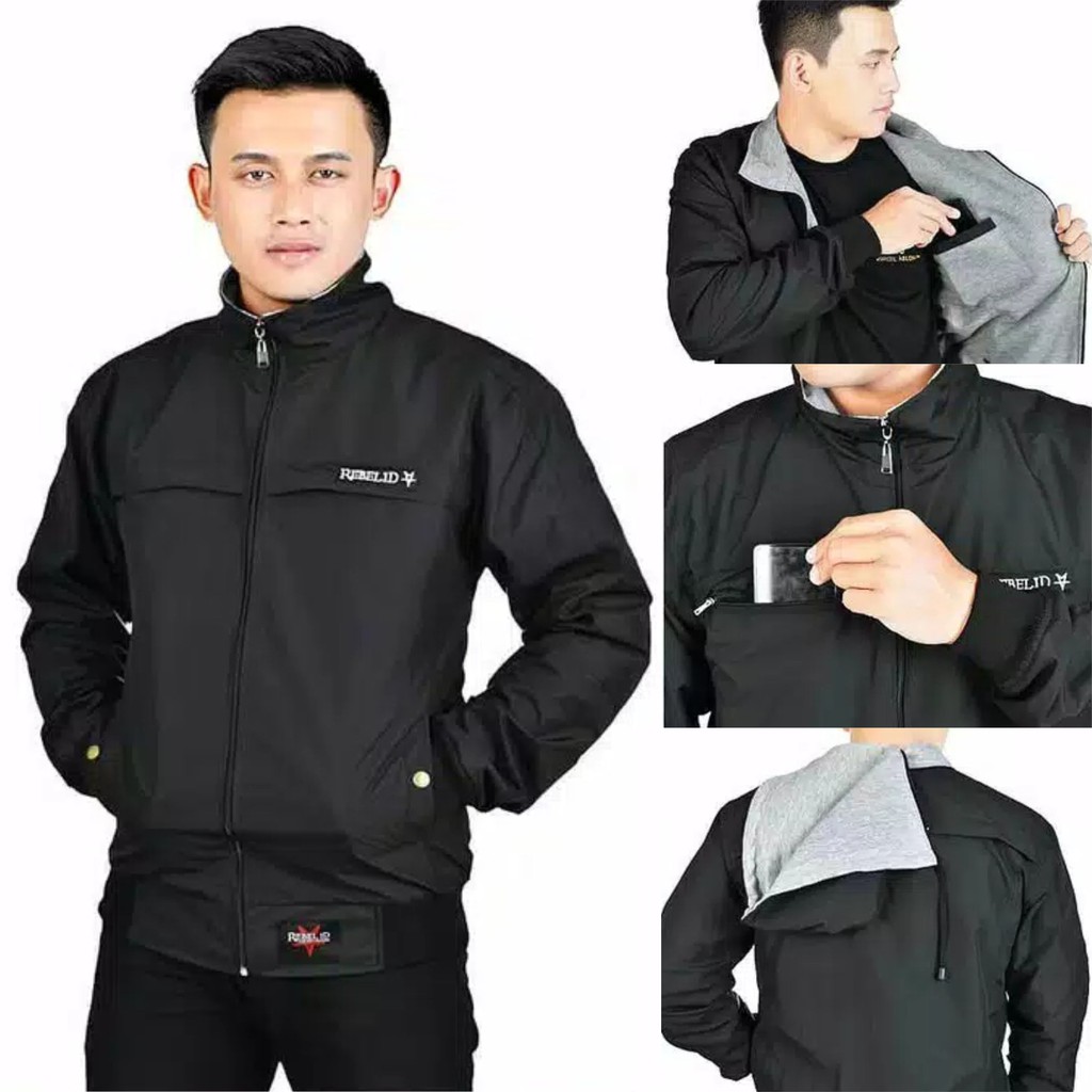 JAKET TASLAN PRIA WATERPROOF HOODIE BISA DI LEPAS REBEL ID ORIGINAL