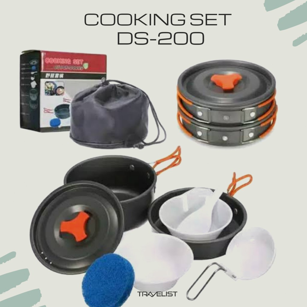 Cooking Set DS-200 / nesting / panci travel / panci mini / panci gunung / panci kemping / misting