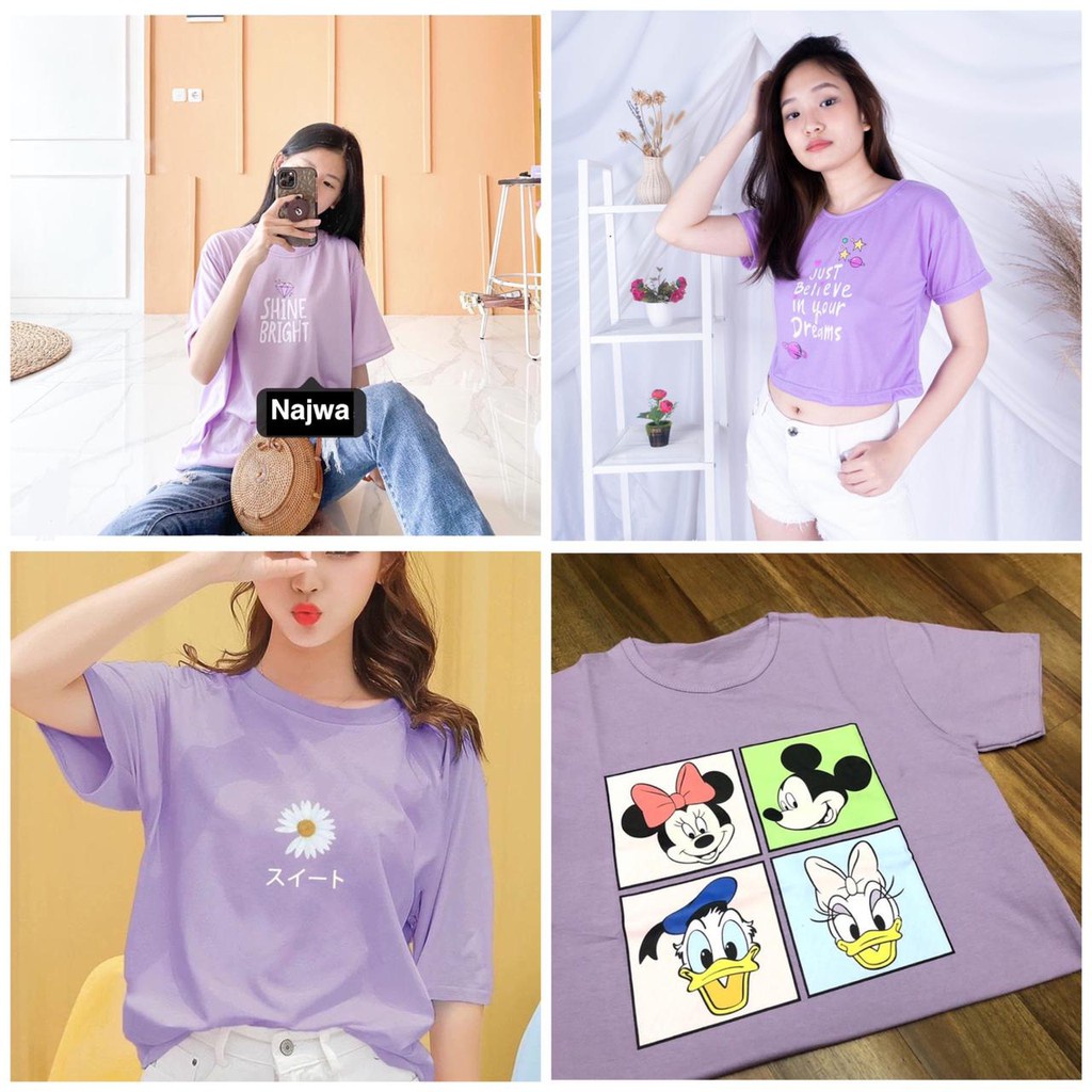 ✅ COD KUMA OVERSIZE TSHIRT | KAOS TUMBLR TEE BAJU UNGU PURPLE BERSHKA DISNEY BTS DAISY BUTTERFLY