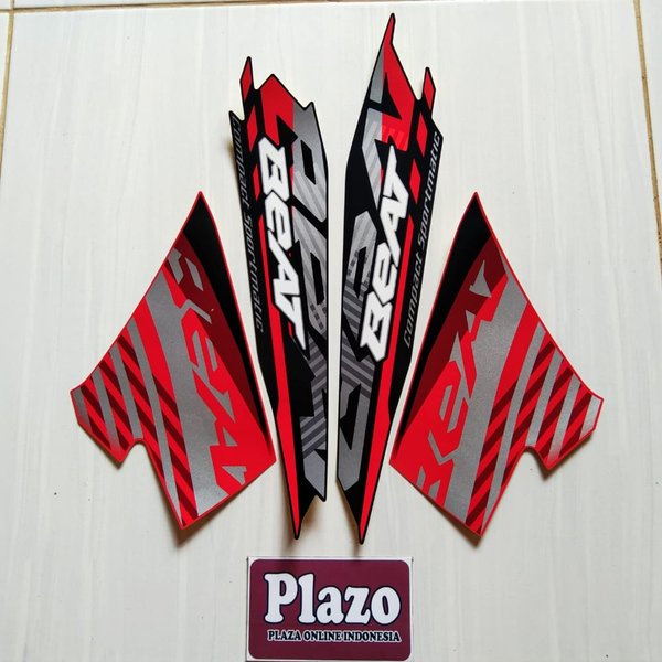 Striping Stiker Honda Beat fi New 2021 Hitam-merah