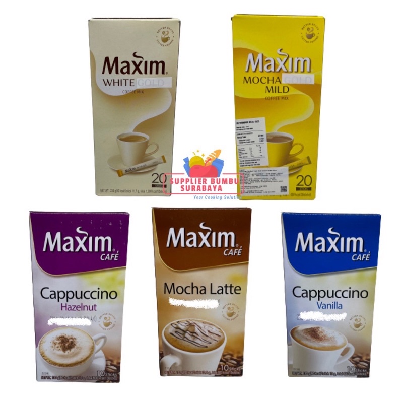 Maxim Coffee Instant Korea Sachet Cappucino Hazelnut Mocha Vanilla Latte BOX