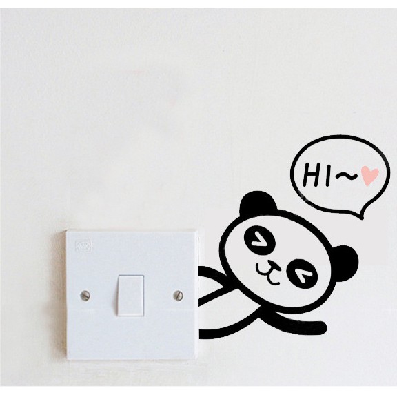 Sticker Saklar Lampu Dinding dapur motif  karton binatang panda kucing anjing wall sticker animal