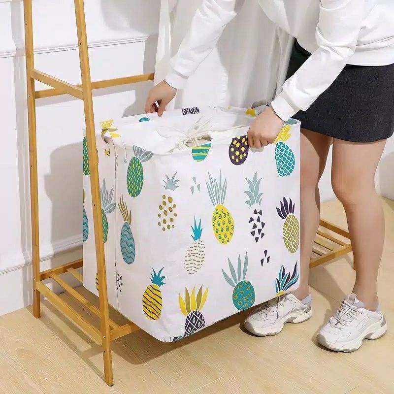 Tas Keranjang Kain Kanvas Jumbo Tempat Penyimpanan Pakaian Baju Sprei Selimut Laundry STORAGE BAG