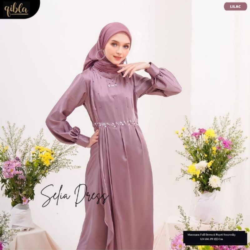 SELIA DRESS GAMIS MUSLIMAH SETELA MAXY SETELA DRESS STELA BROKAT KONDANGAN CANTIK GAMIS WARNA LILAC WARNA SAGE GREEN DAN BATA GAMIS BAHAN LICIN FIT BODY DRESS MODERN MAXMARA DRESS GAMIS POLOS TEBAL PREMIUM GAUN SILK GAMIS LEBARAN TERBARU OUTFIT KONDANGAN