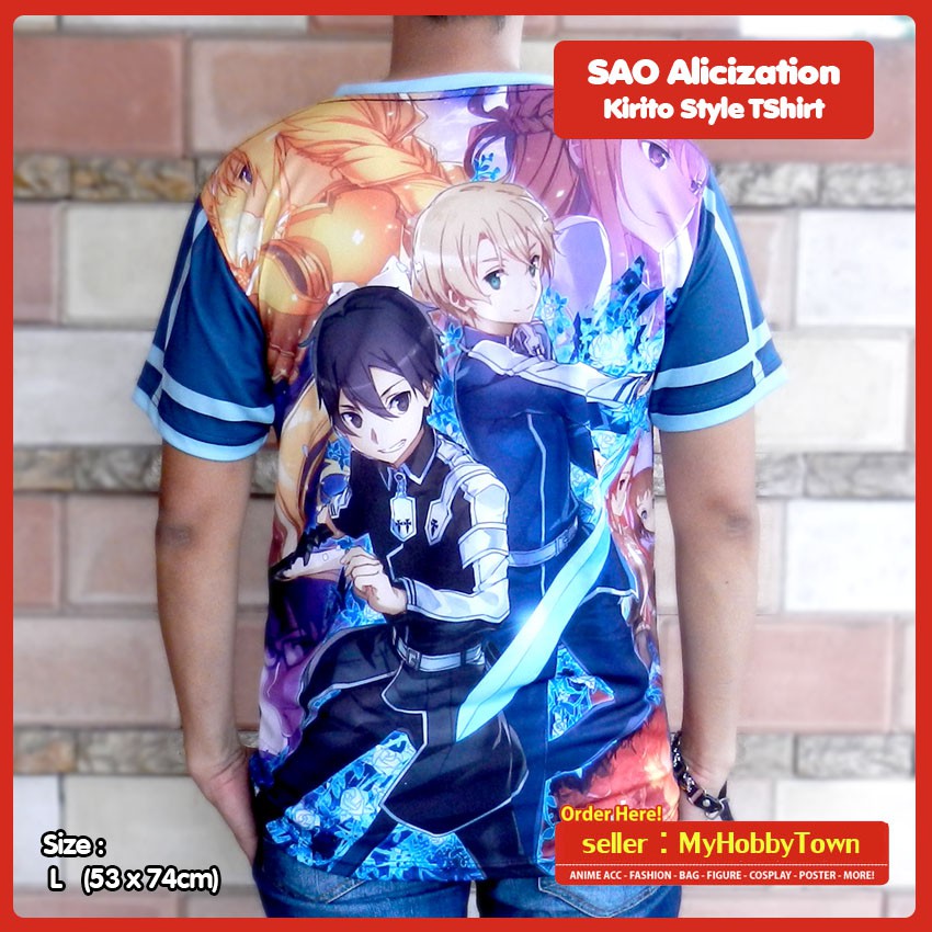 Kaos Anime SAO Sword Art Online Alicization Kirito Style Full Print