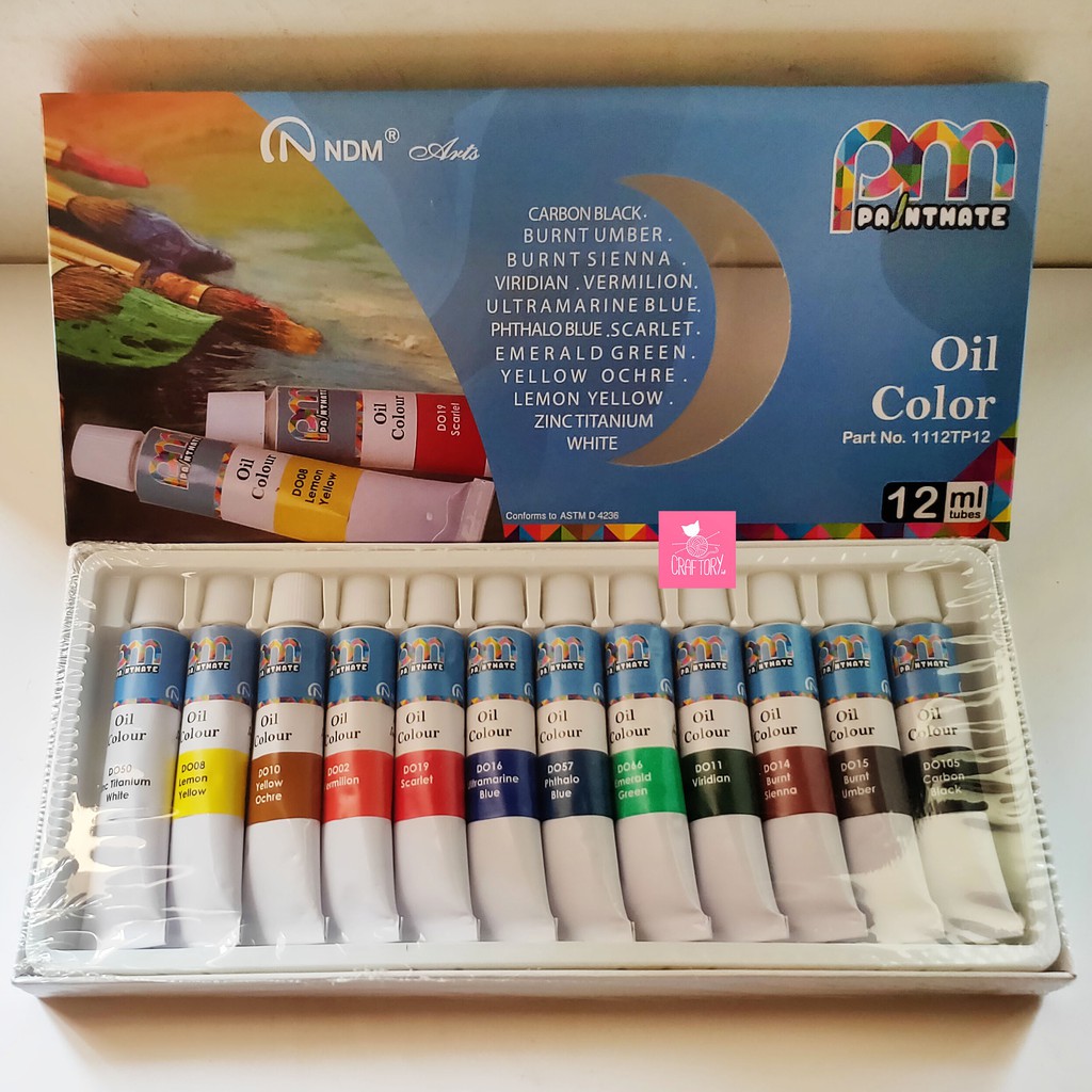 NDM Paintmate OIL Colour set 12 x 12 ml Cat  Minyak 