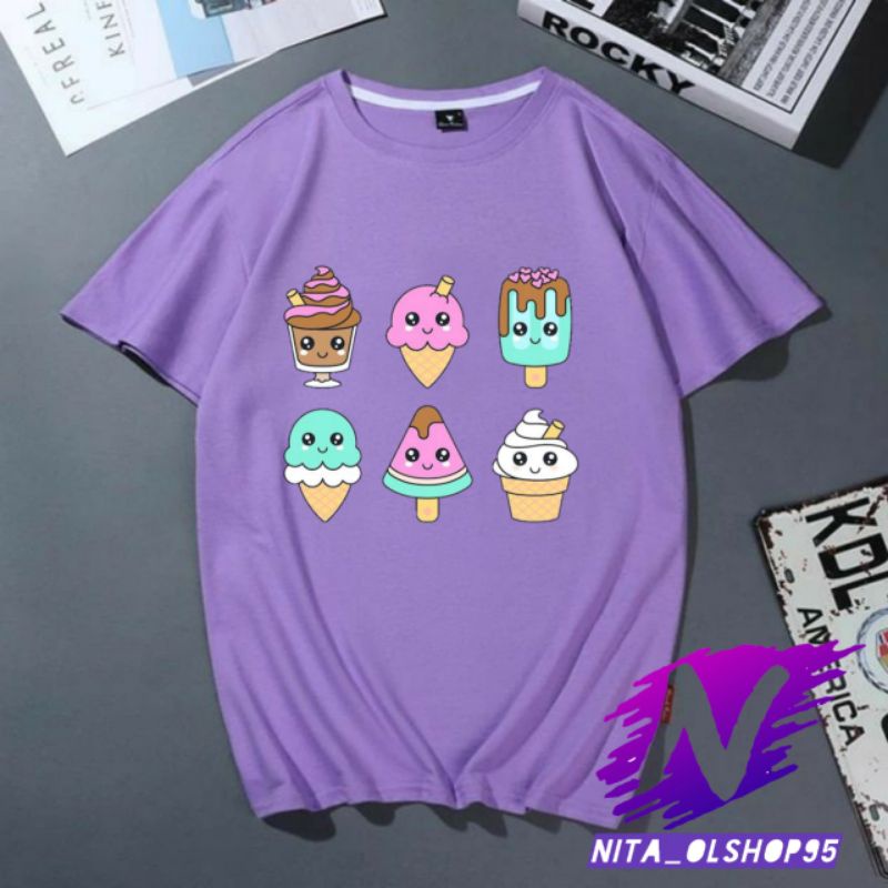 kaos ice cream baju kaos anak ice cream animasi kartun