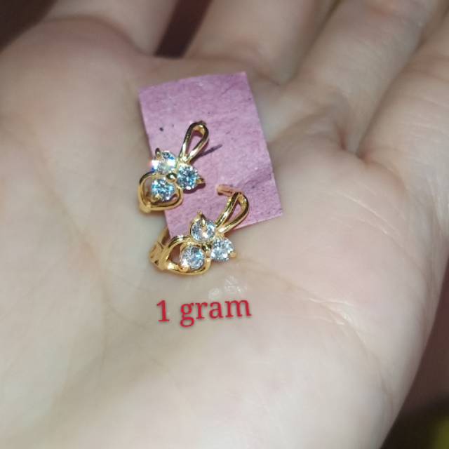 Anting jepit kembang 3 emas muda