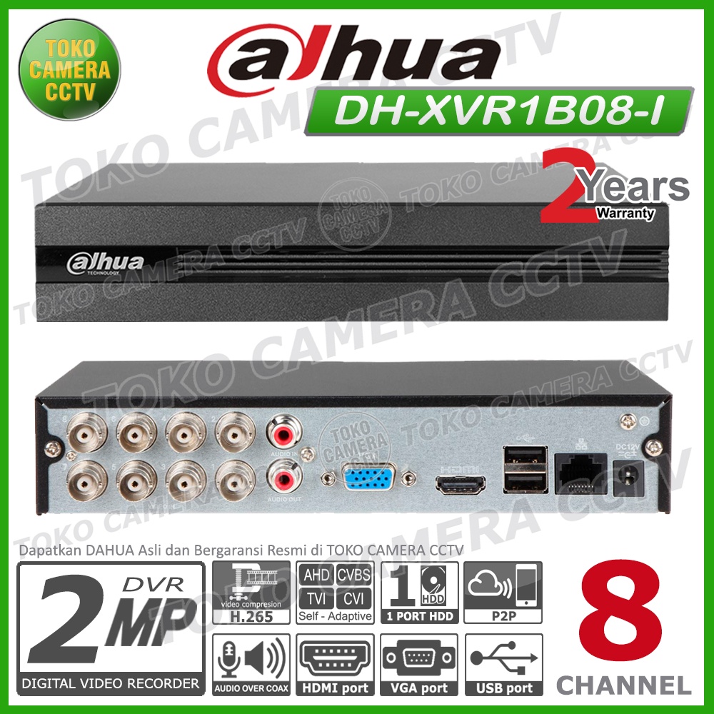 DVR DAHUA 8 CHANNEL XVR1B08-I DVR DAHUA 2MP XVR 1B08 I