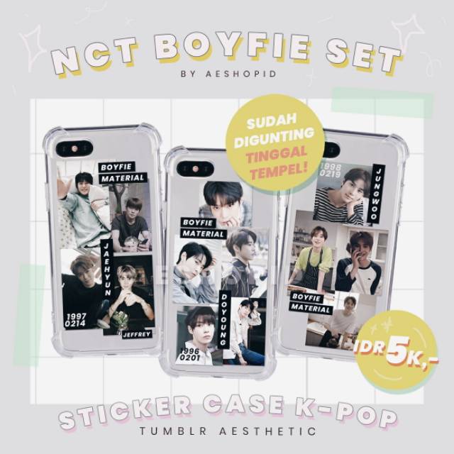 (NC-003) DIY sticker NCT 127 boyfie set tumblr aesthetic stiker case hp kpop dream haechan jaehyun taeyong