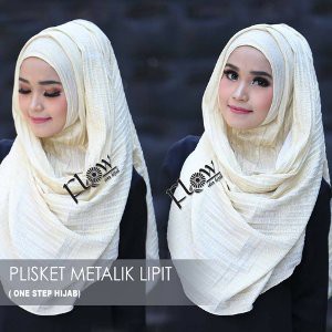 Dijual ONE STEP HIJAB PLISKET METALIK LIPIT By Flow Idea Diskon45%