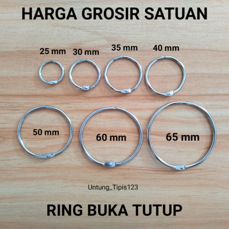 Ring buka tutup Nikel Lengkap ukuran Ring binder Ring bulat tas buku sampel gantungan kunci