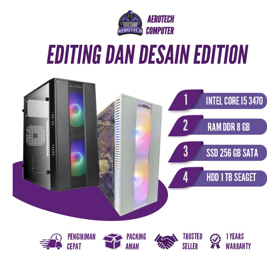 PC RAKITAN CORE I5 3470 | RAM 8 GB | SSD 256 GB | HDD 1 TB UNTUK EDITING DAN DESAIN