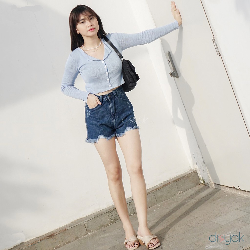 DISYAK - Hotpants Jeans Ripped 1031-2031 Dark Blue