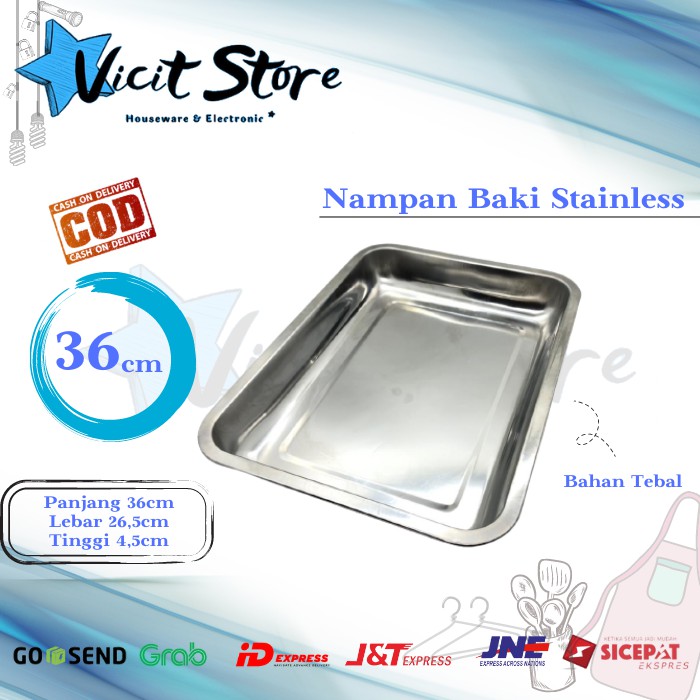 Nampan Stainless Persegi 36cm x 26,5cm Merk Komodo / Nampan Baki 36cm