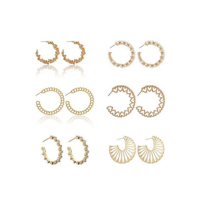 LRC Anting Tusuk Fashion Golden Cannabis Flower Openwork Open Stud Earrings D73454